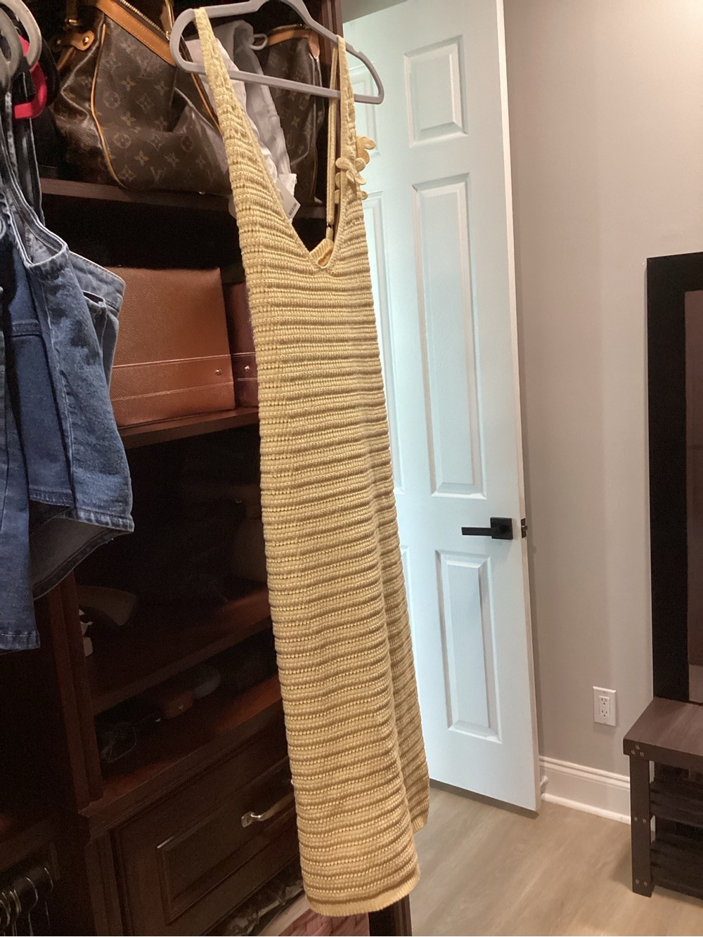 Steve Madden Yellow Knit Maxi Dress with V-Neck